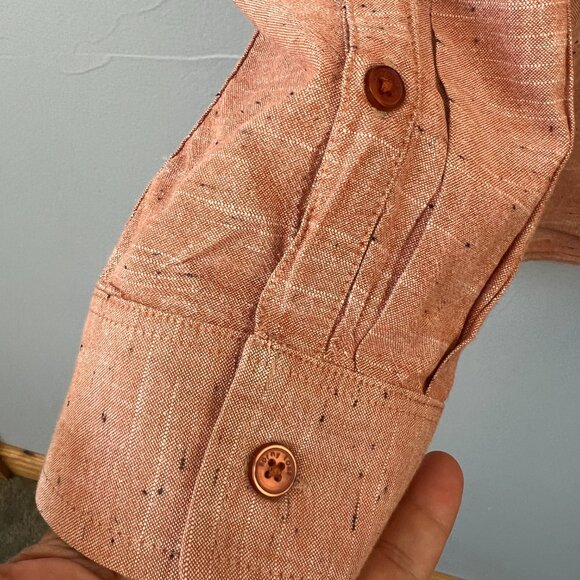Horny Toad Organic Cotton Mens Button Up Long Sleeve Arne Shirt Size XL Peach - Picture 7 of 9